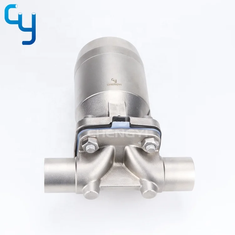 Sanitary stainless steel pneumatic diaphragm valve with welding connection
