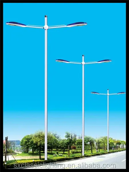 High Quality LED Q235 galvanized steel Octagonal street lighting pole with single or double arm