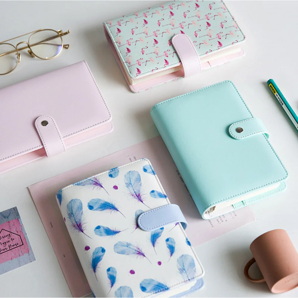 Customized Logo PU Leather A5 Notebook Cover Diary Planner Organizer 6 Ring Loose Leaf Binder Notebook