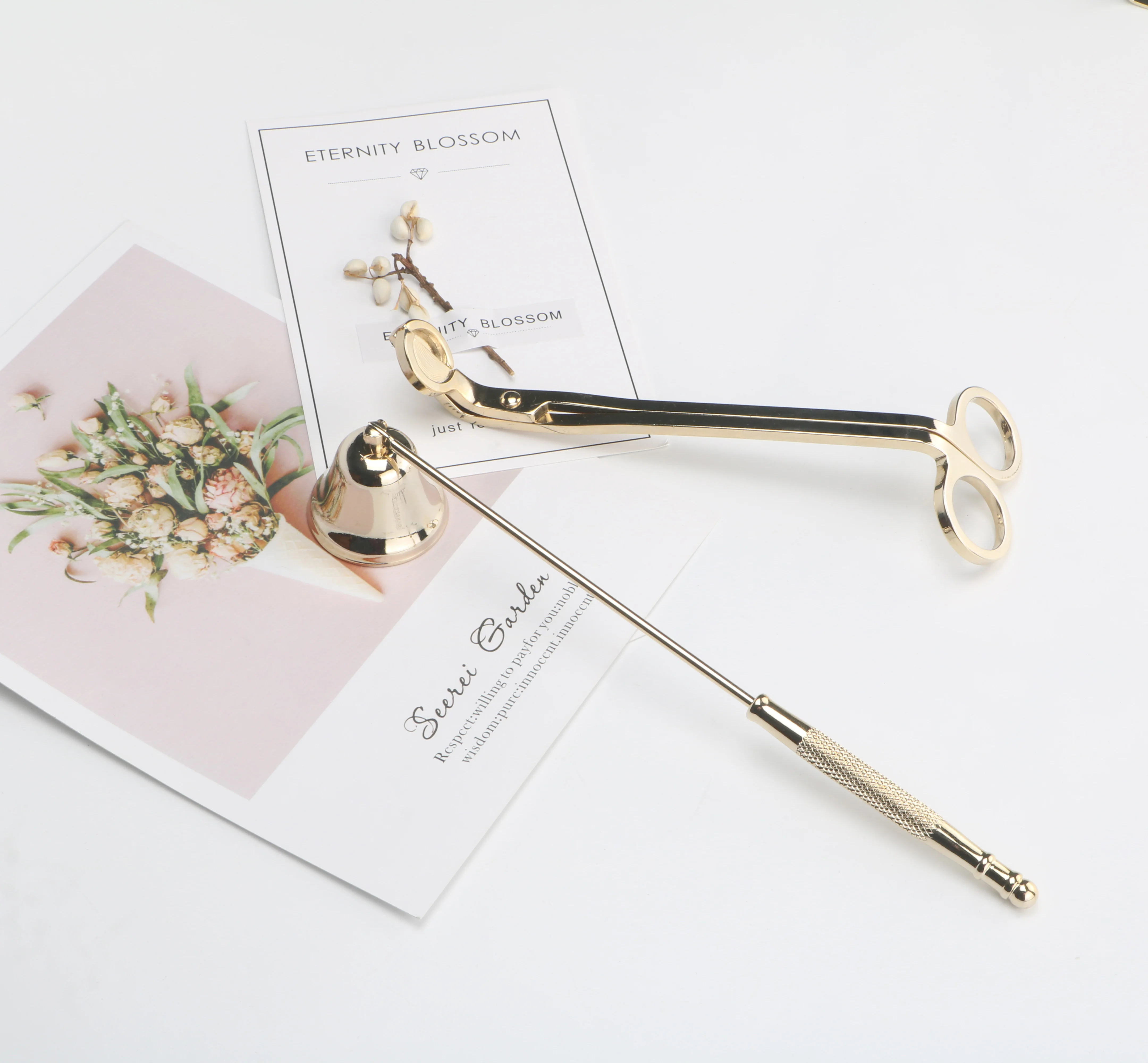 3PCS Morden Art Stainless Steel Candle Wick Trimmer Sets Candle Wick Scissors Candle Snuffer and  Wick Dipper