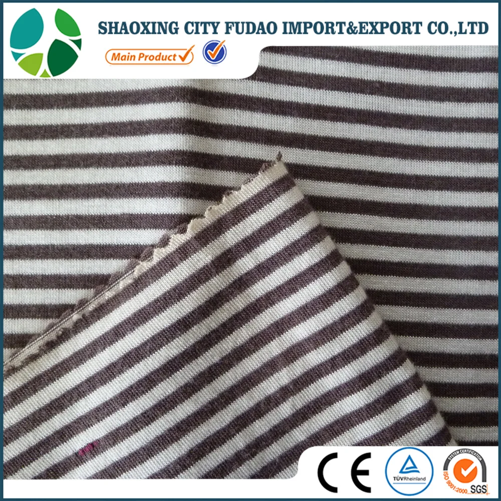 Classic parttern stripe style 30S Rayon spandex yarn dyed knit jersey fabric