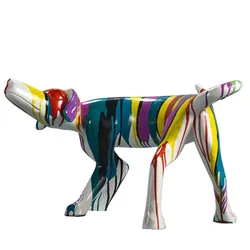 Abstract Sculpture Arts Decoration Figure Colorful Painted Dachshund Dog Modern Dog Sculpture