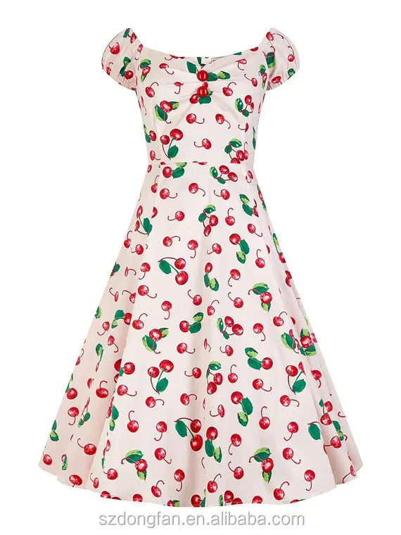 Vintage Retro 50s Style Dolores Cherry Swing Dress Rockabilly Pin Up Retro