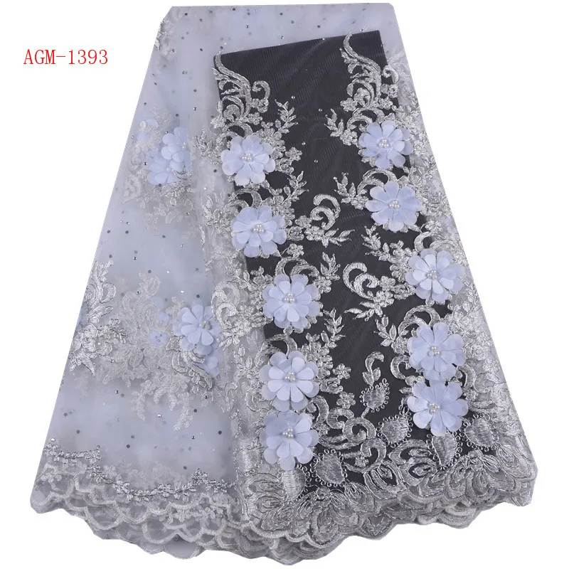 
2018 Wholesale High Quality Tulle Lace Fabric With Beads Gold Embroidered 3D Flower Lace Fabric For Evening Dress 