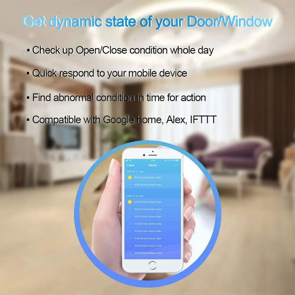 Home Anti Theft Magnetic Door Window Security Sensor Alarm with Tuya App