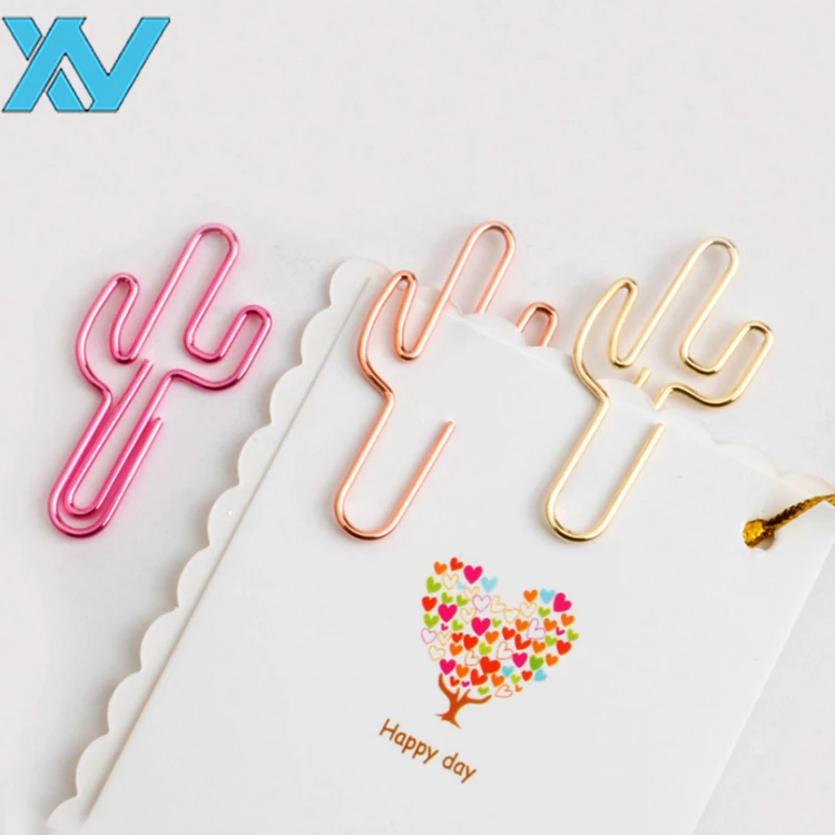 Зажим для бумаги в форме кактуса золотистого/розового цвета