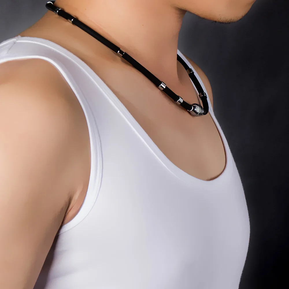 Sports negative ion silicone men and women personality fashion adjustable magnetic collar bracelet Energy Necklace Design