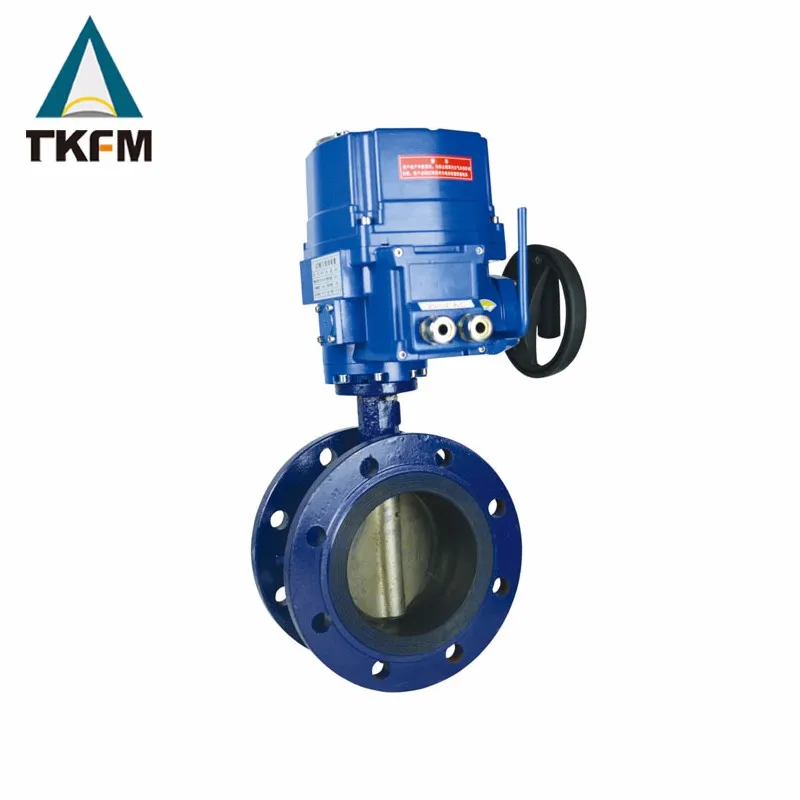 TKFM Лидер продаж чугунный высокопрочный двойной фланцевый Пневматический клапан-бабочка с ПТФЭ сиденьем pn16 dn50