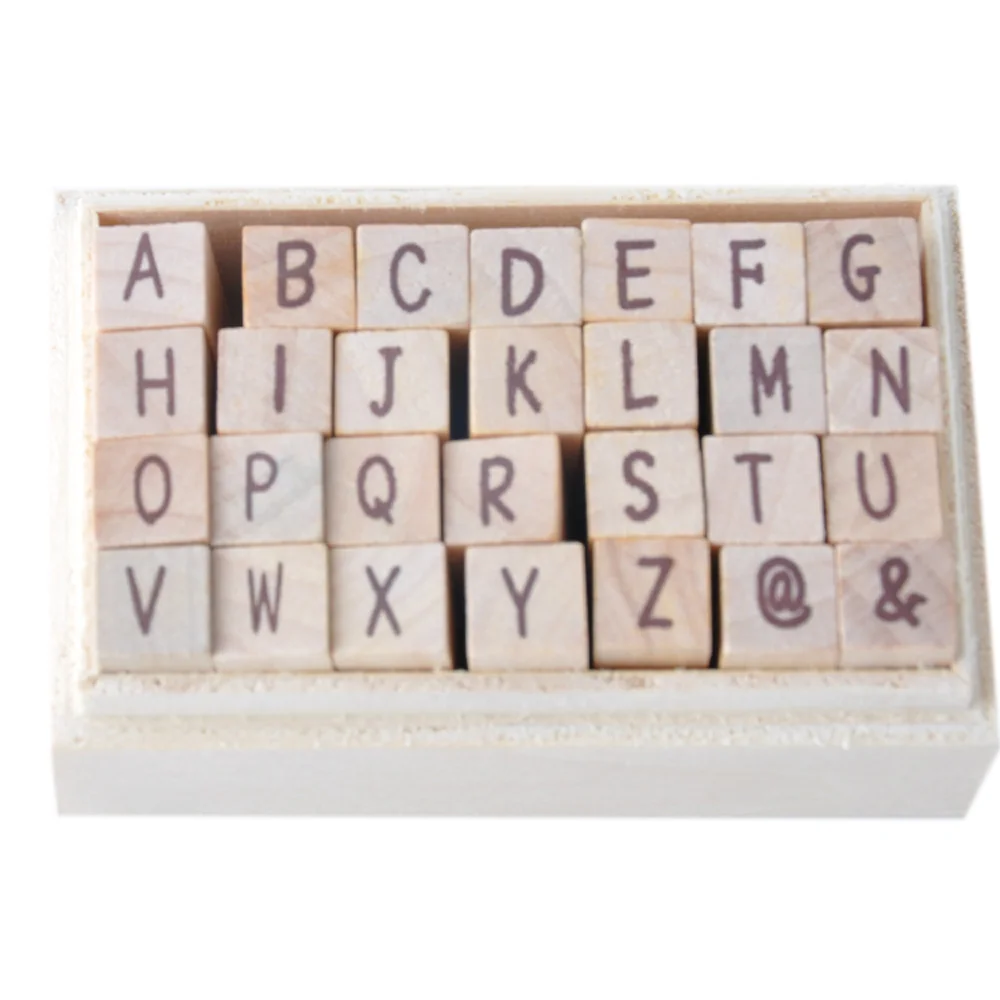 number 0 to 9 and typewriter letters wood rubber stamp set
