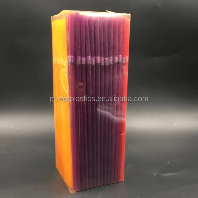 plastic drinking straw 21cm flexible stripe neon straw