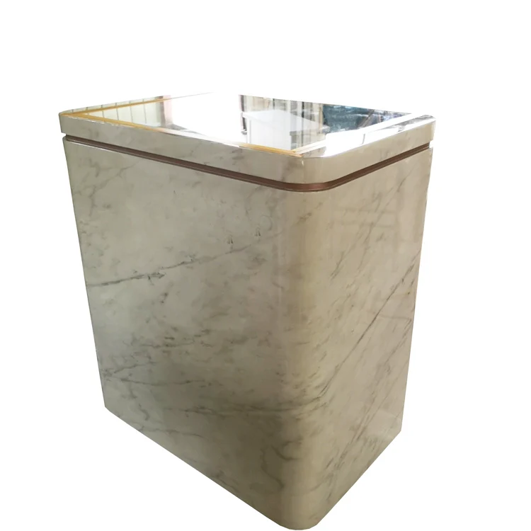 Wooden Desk Marble Modern White Mirror Top Reception Counter