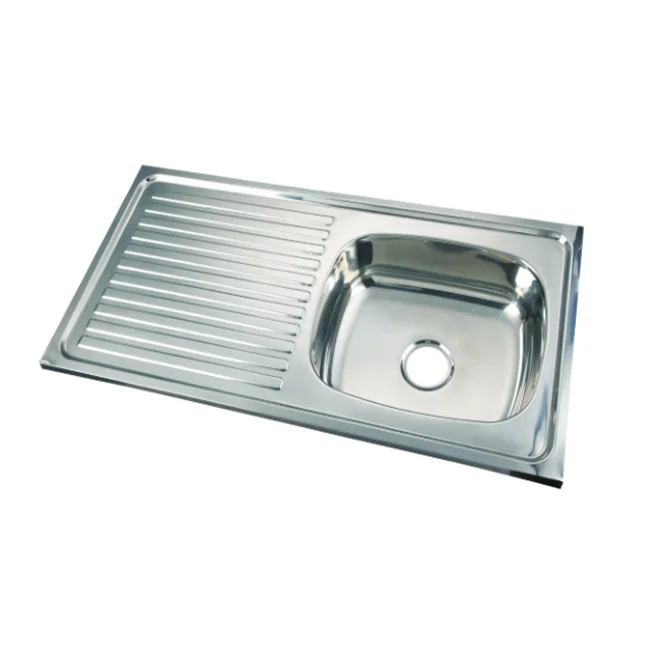 Single bowl with single drain board Size 9643A SS 201 pressed wash sink