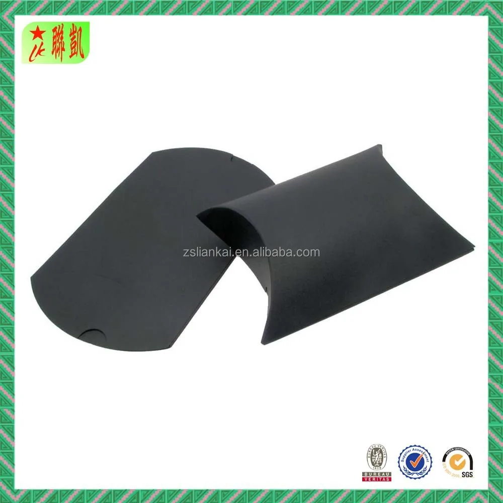 Matte Black Card Pillow Box Coated Paper for Packaging and Gift Wrap Recyclable Stamping Accept Glossy Lamination Customized