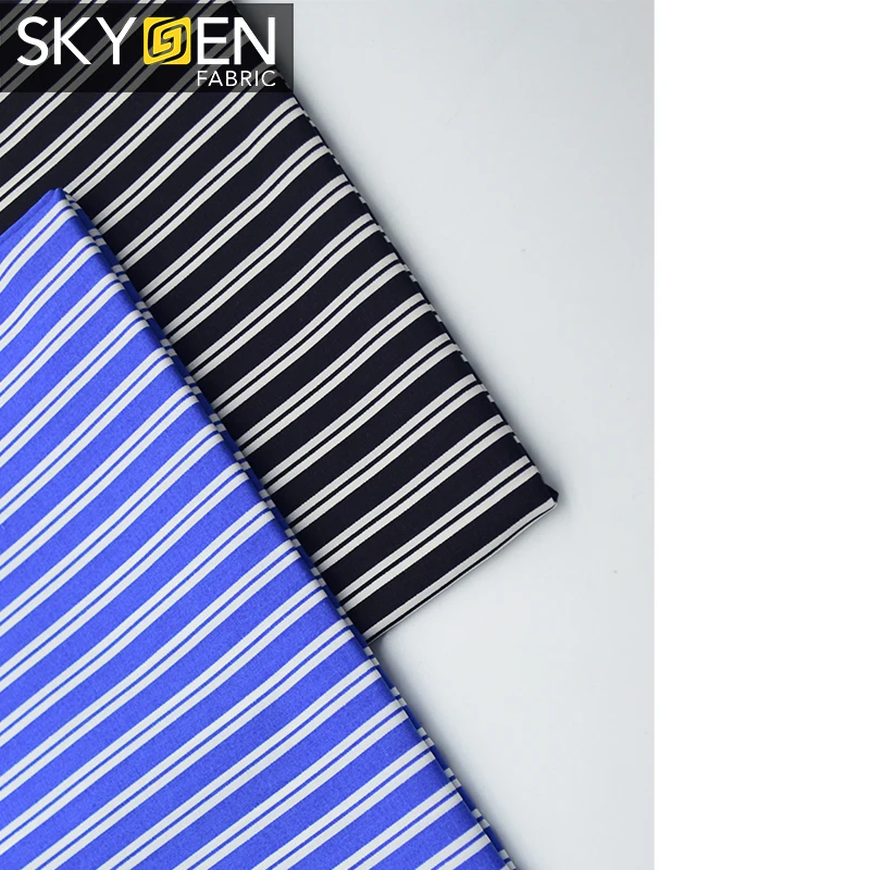 Skygen factory price custom 100 cotton woven poplin black and white stripe fabric