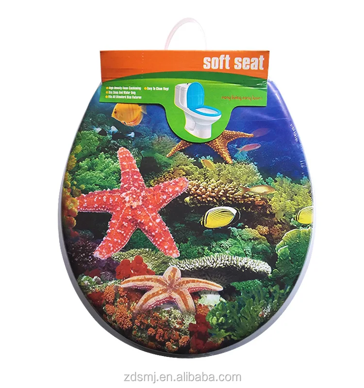 2018 hot sell Europea PVC printing soft toilet seat cover,toilet seat