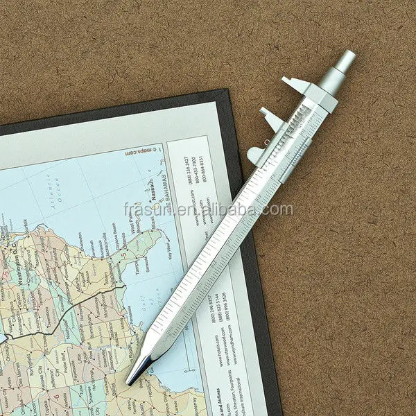 Silver color ballpoint pen, multi function tool pen vernier caliper pen