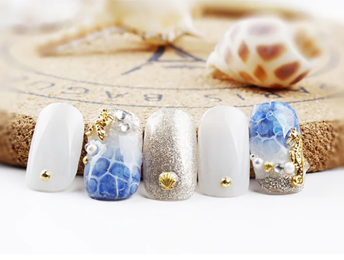 3d alloy seashell nails art for nail salon and art deco nail art design