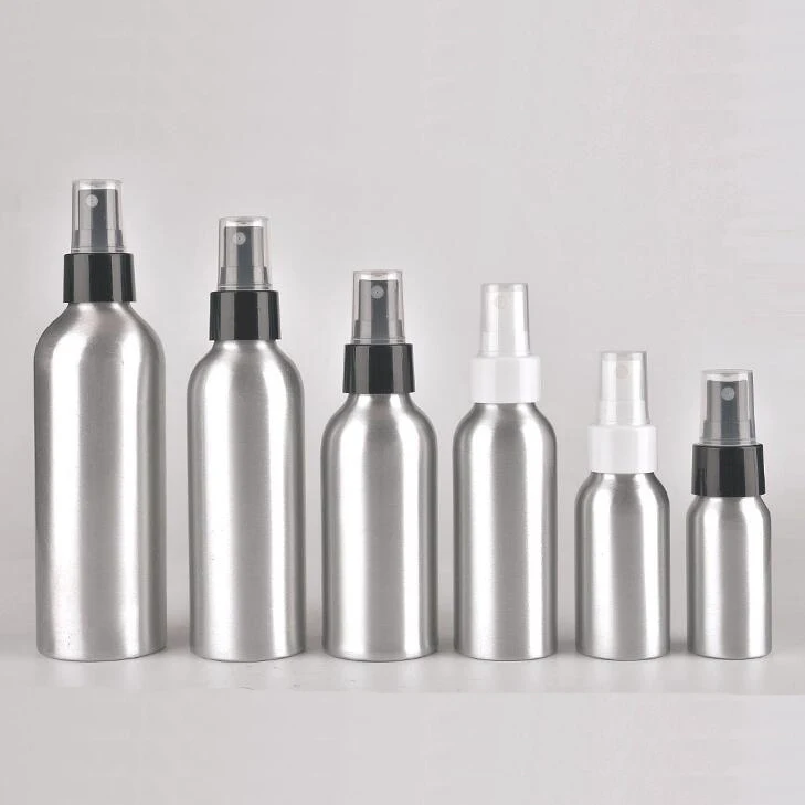 30ml 50ml 100ml 120ml 150ml 250ml aluminum bottle with spray pump black and white