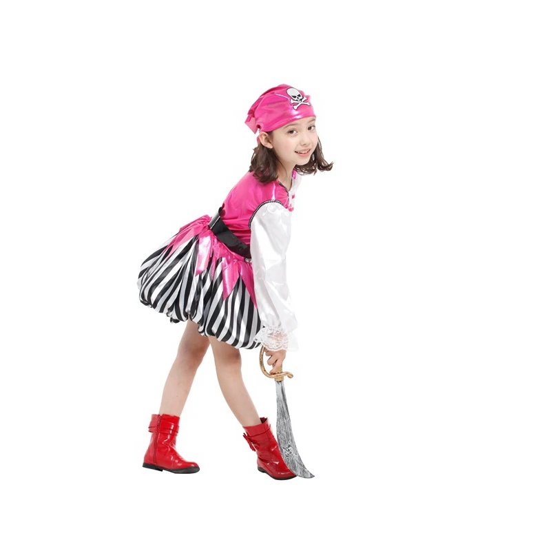 hot sale high quality cheap Luxury Sexy kids Rose red pirate dress for girls Halloween party Fancy Costume
