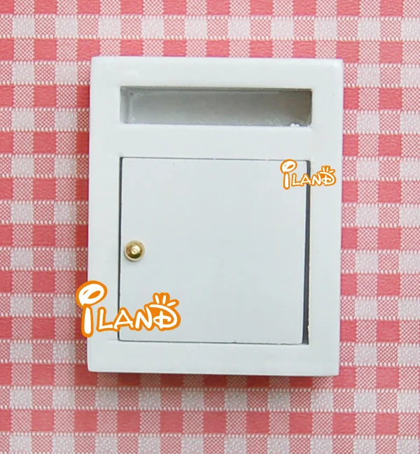 iland miniatures Small Letter Box Mini Mailbox Dollhouse Wooden Painted Mail Box White Post Box OA021
