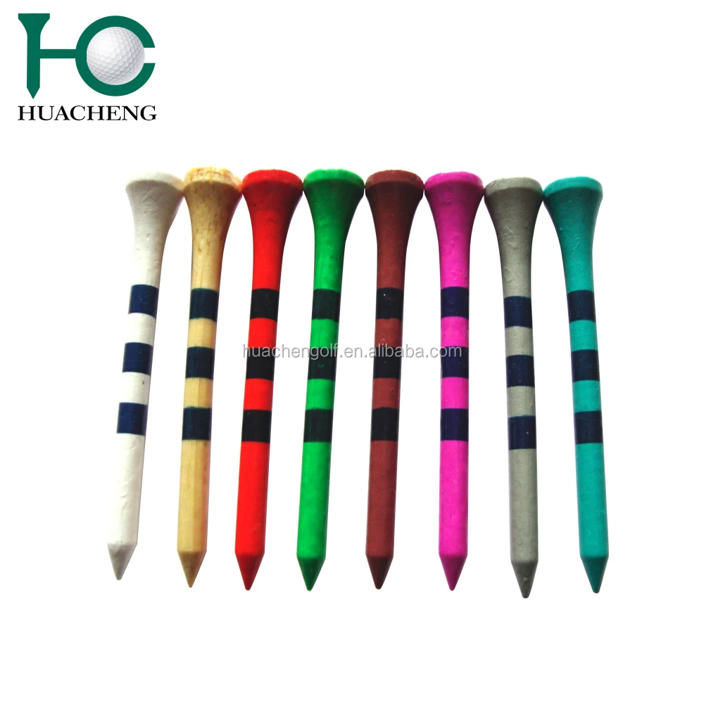 360 round black Stripes printing on white Bamboo golf tees