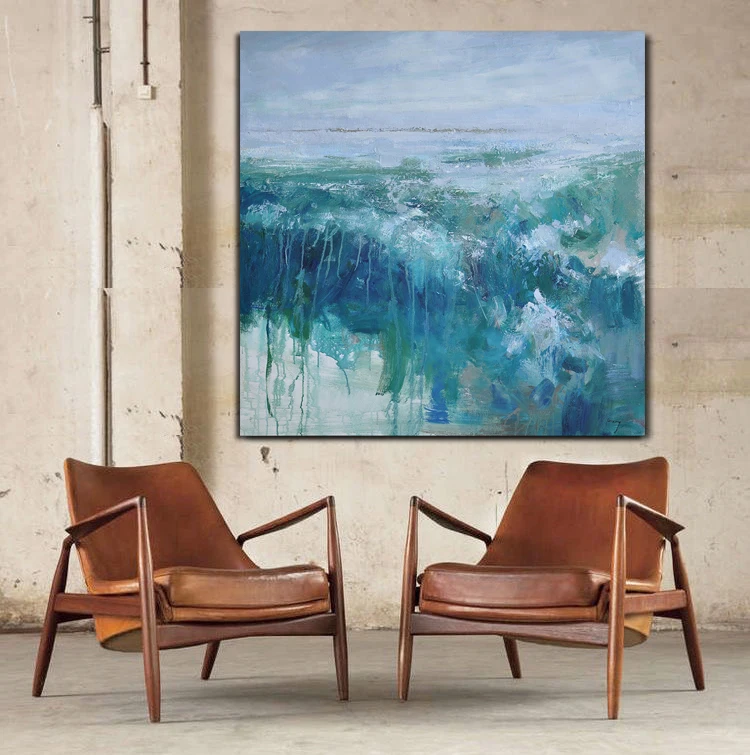 Blue ocean design handmade modern abstract seascape oil painting framed other decorative seascape paintings on canvas