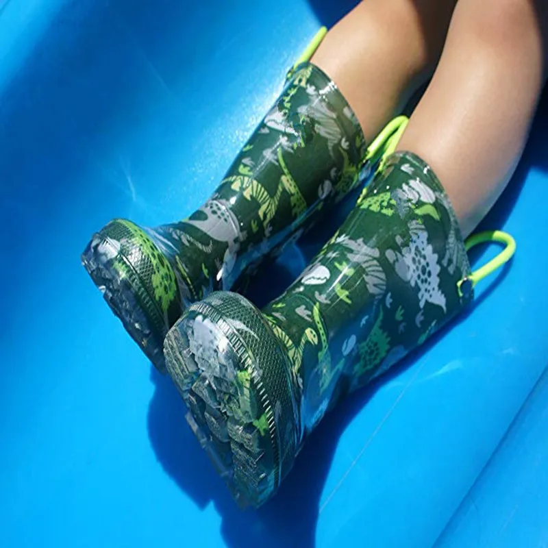 Wholesale OEM Light Up Kids Boys Rain Boots Printed Waterproof Eco-Friendly PVC Rain Boots Kids