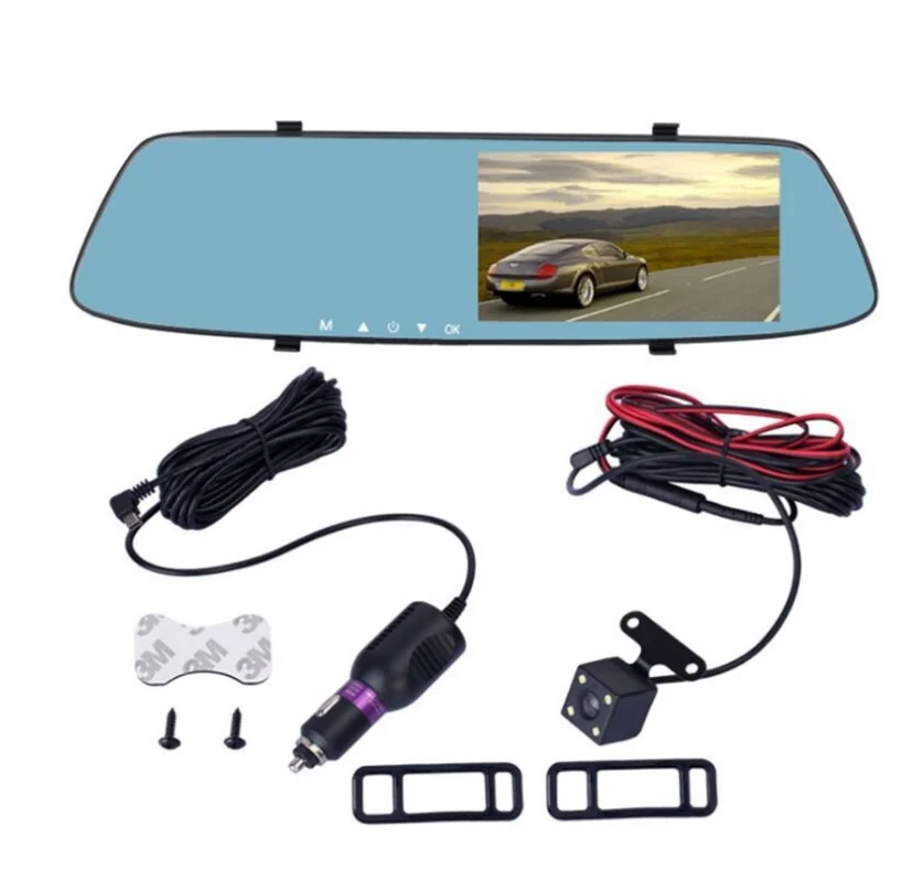 
Dash cam rear view mirror 4.3 inch rearview mirror Car Dvr full HD 1080p driving camera dual lens 