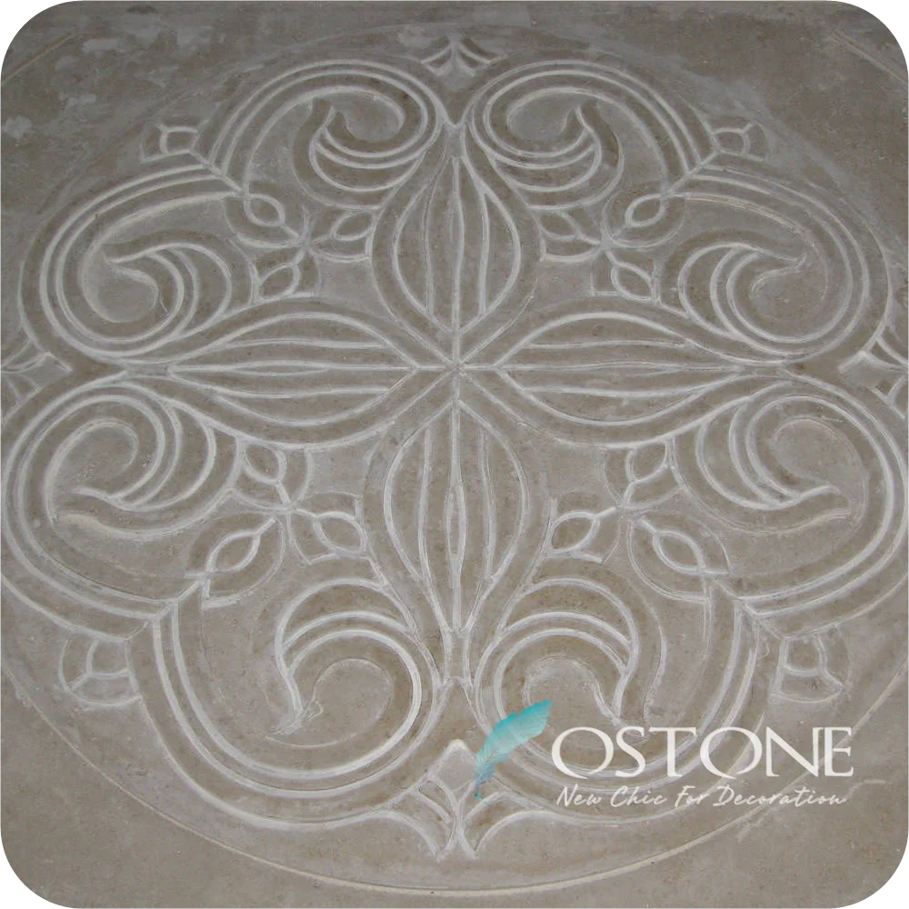 
Art Flower Design Yellow Limestone Carved Stone Wall Reliefs For Building Exterior Wall 