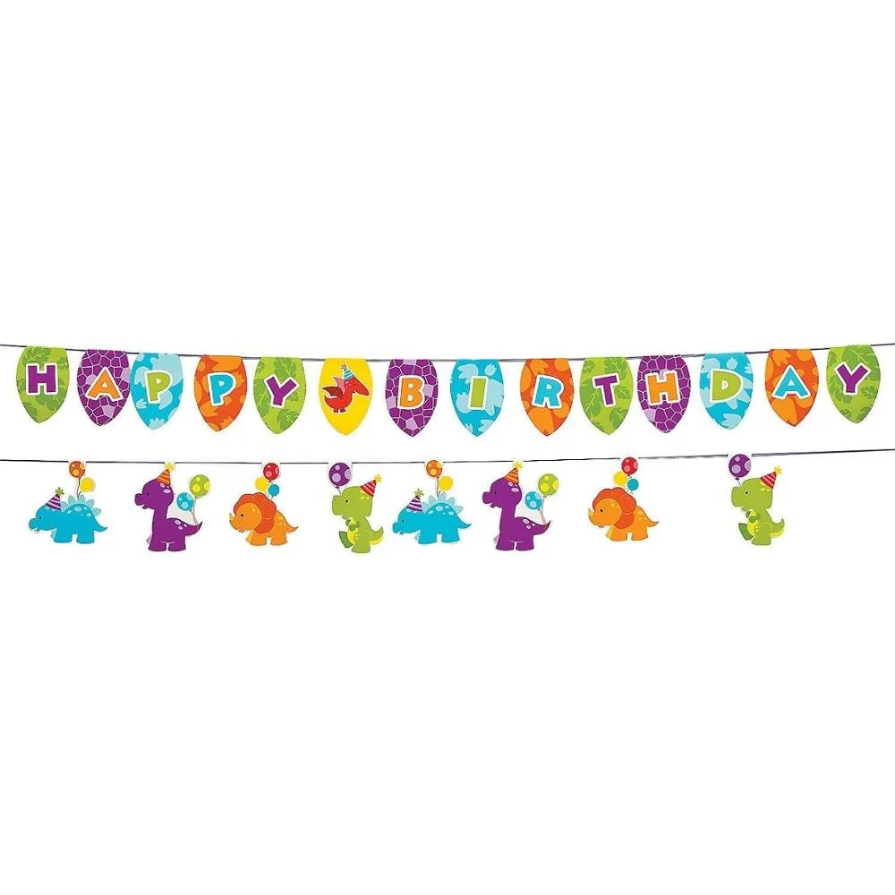 Cute Little Dinosaur Happy Birthday Party Garland Banner 7 ft