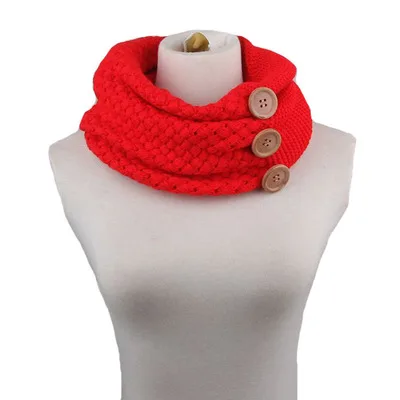 2019 New Autumn Winter Warm Neck Ladies Women Girls  Knit Scarf With Buttons Knitted Neck Scarf