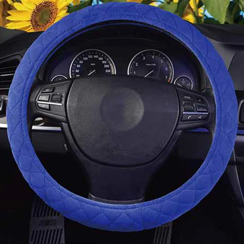 With Stitching Lines Stylish Circular Smooth Steering Wheel Cover Truck