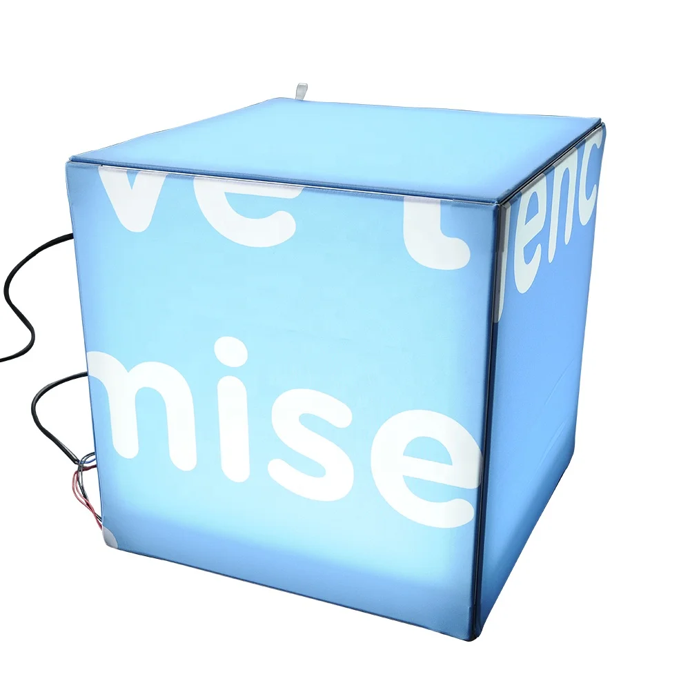 2019 fashion fabric  customized  cube led lighting box display