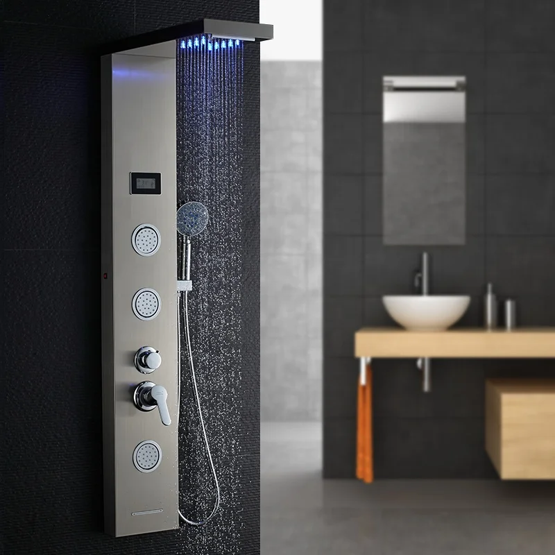 ROVATE led light shower panel falls bathroom led shower panel tower shower waterfall column set