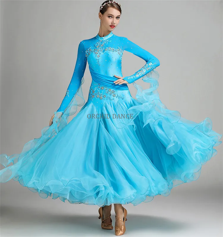 Professional Women Girls Competition White Ballroom Dance Dress