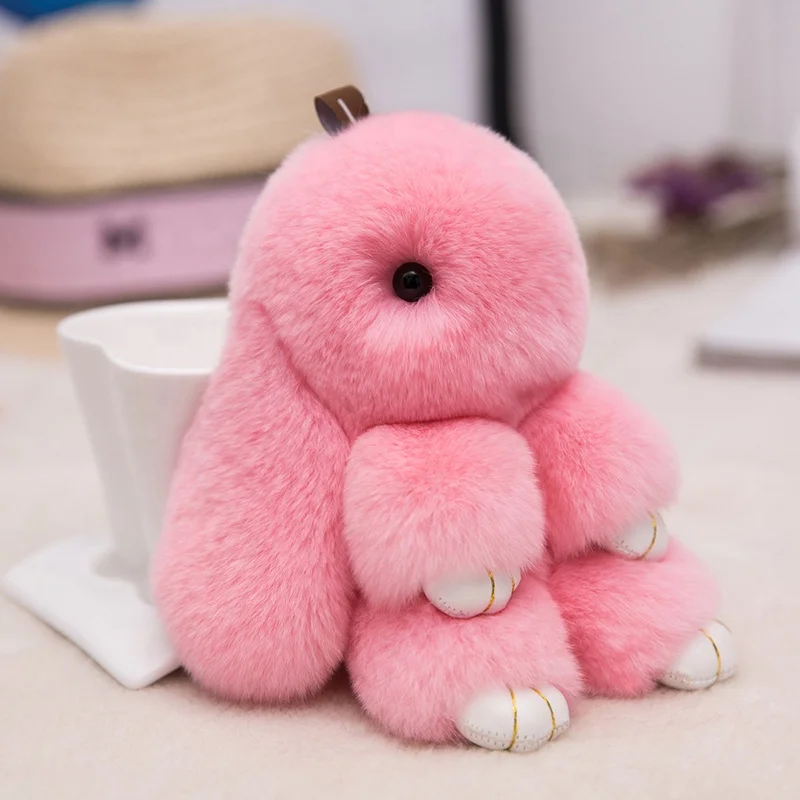  Брелок из меха кролика рекс игрушка кролик кукла для сумки милый помпон брелок