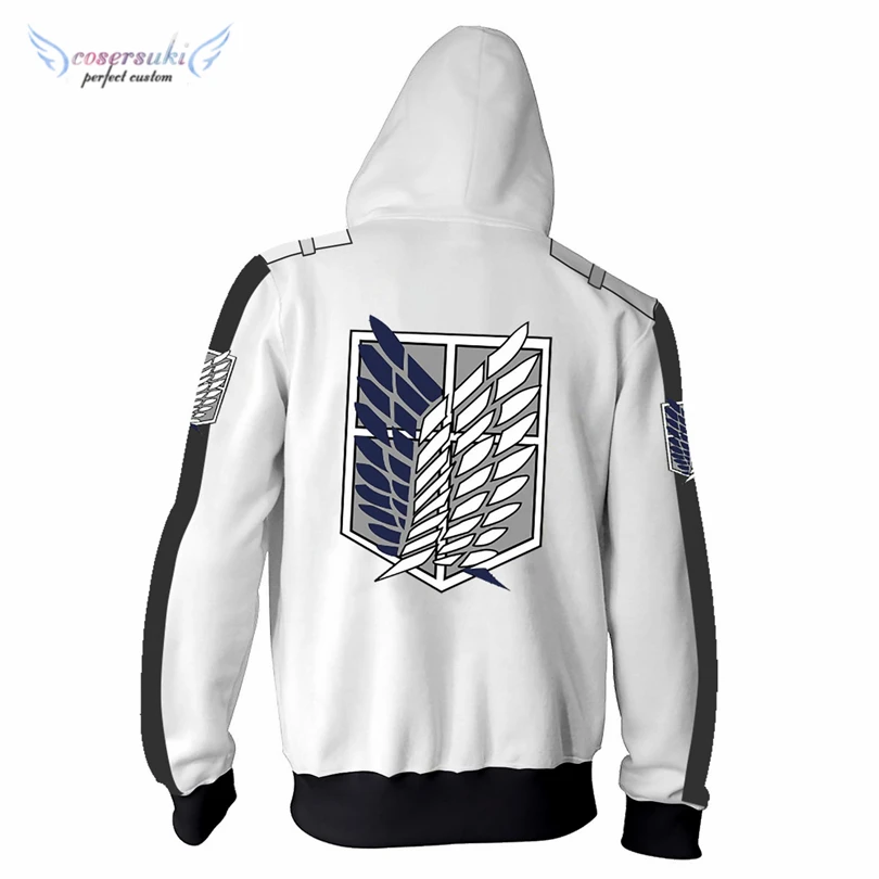 Attack on Titan Cosplay costume Comic and Anime Game Halloween party white zipper hoodie
