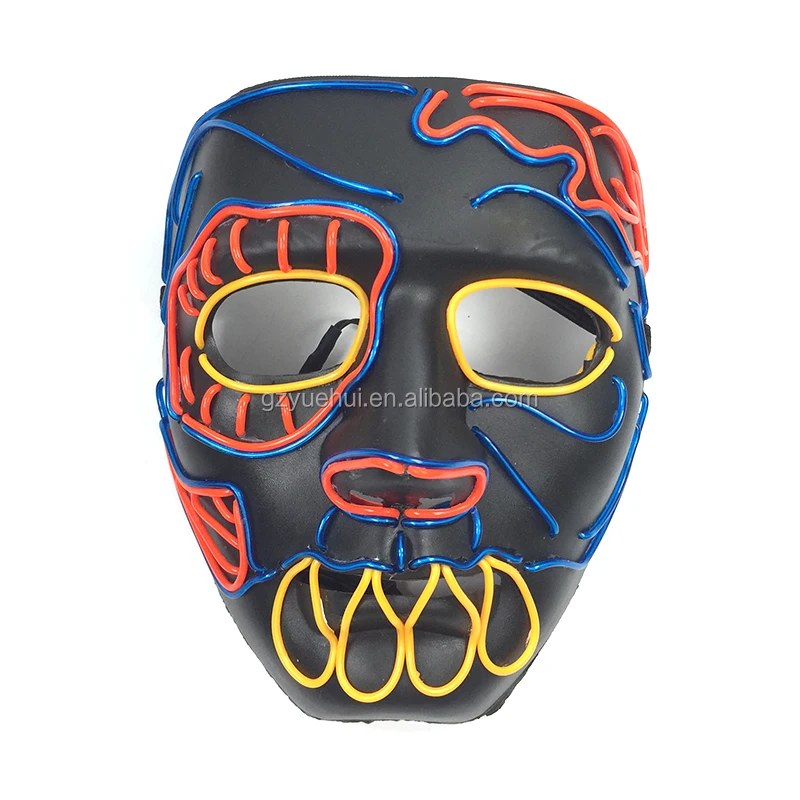Comics Led Glow Light Carnival Flash Mask Fluorescent Masquerade Favors EL Wire Bucktooth Prom Mask Holiday Lights Sound Active