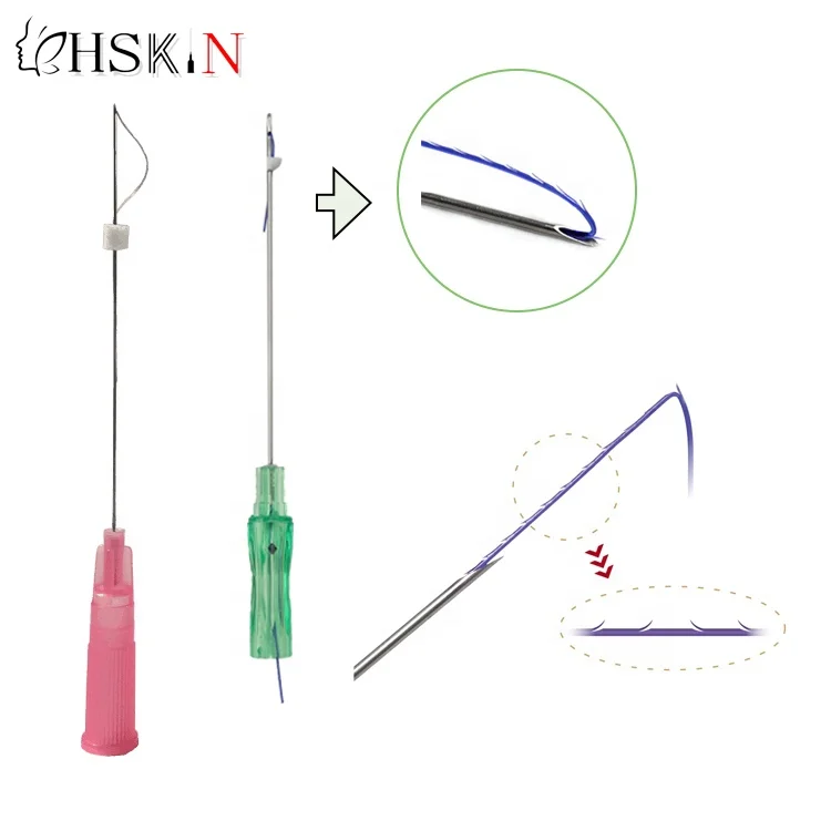 medical suture Fios de pdo thread cog 4d 6d  L blunt 21g 100mm needles pdo thread lifting