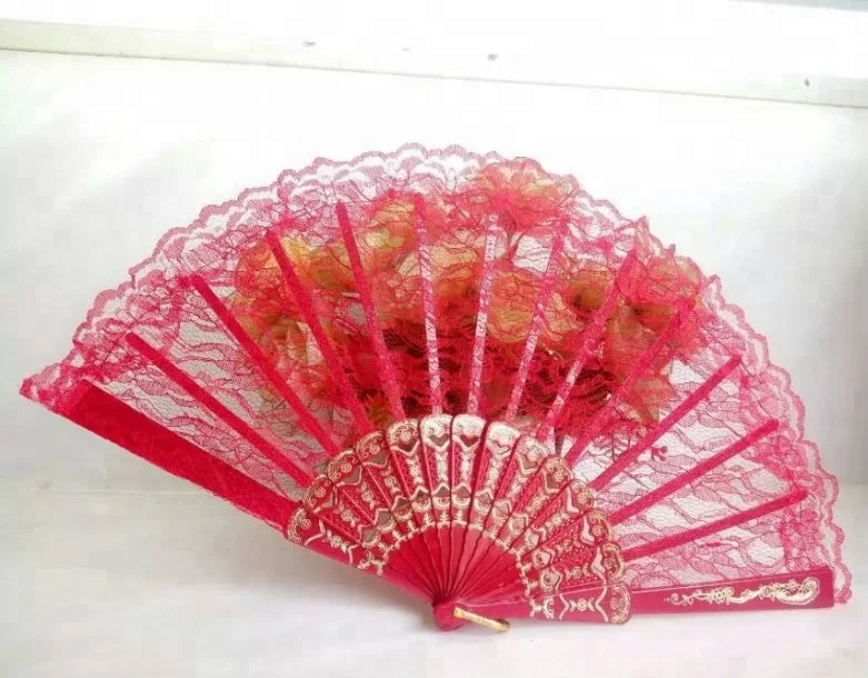 
Amazon Chinese small pp pvc lace plastic hand fan for wedding in bulk 