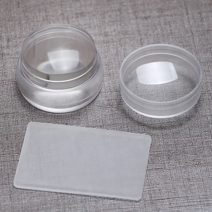  transparent clear jelly nail art stamper chess design with scraper