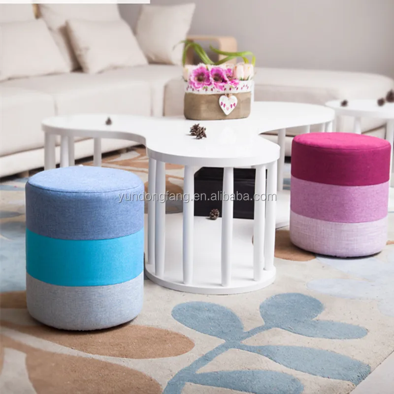 Wholesale home furniture velvet sitting pouf ottoman / fabric upholstery foot rest stool