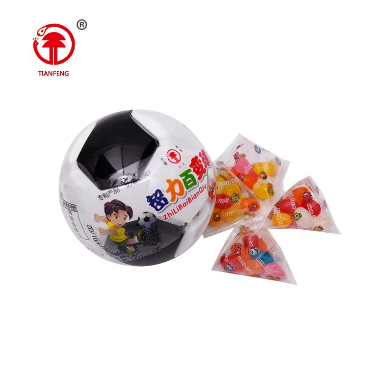 Fruity ball shaped candy yummy sweets halal candy jelly bean in toy candies ball football package