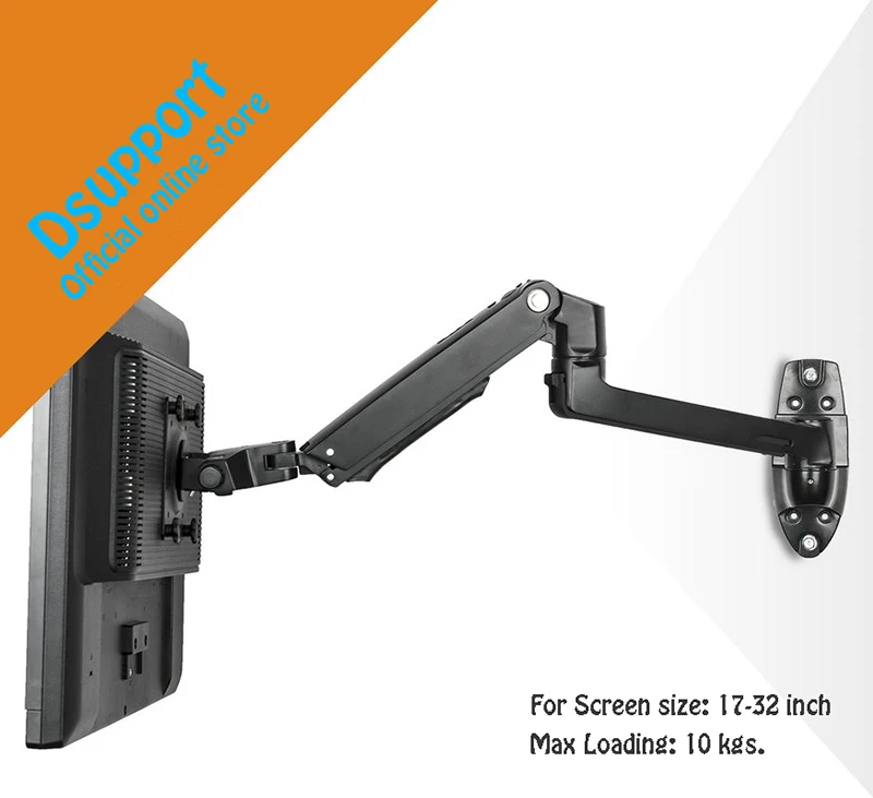Настенное крепление из алюминиевого сплава, механический держатель для монитора с пружинным рычагом, крепление для ЖК-монитора с полным движением, кронштейн для монитора