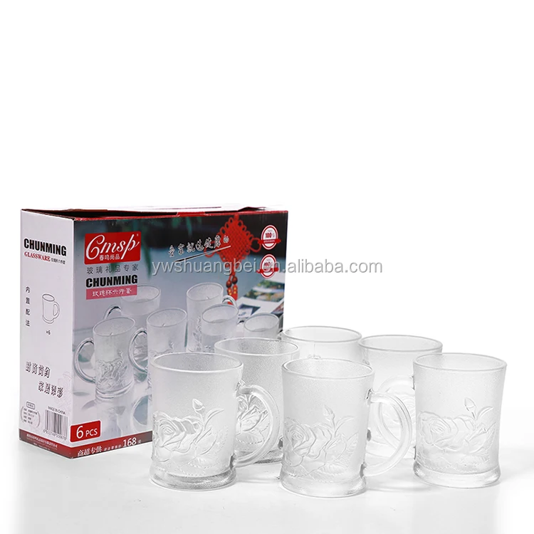 Wholesale 6pcs Glass Cup Set With Gift Box Drinking Glass Small Glass Cup