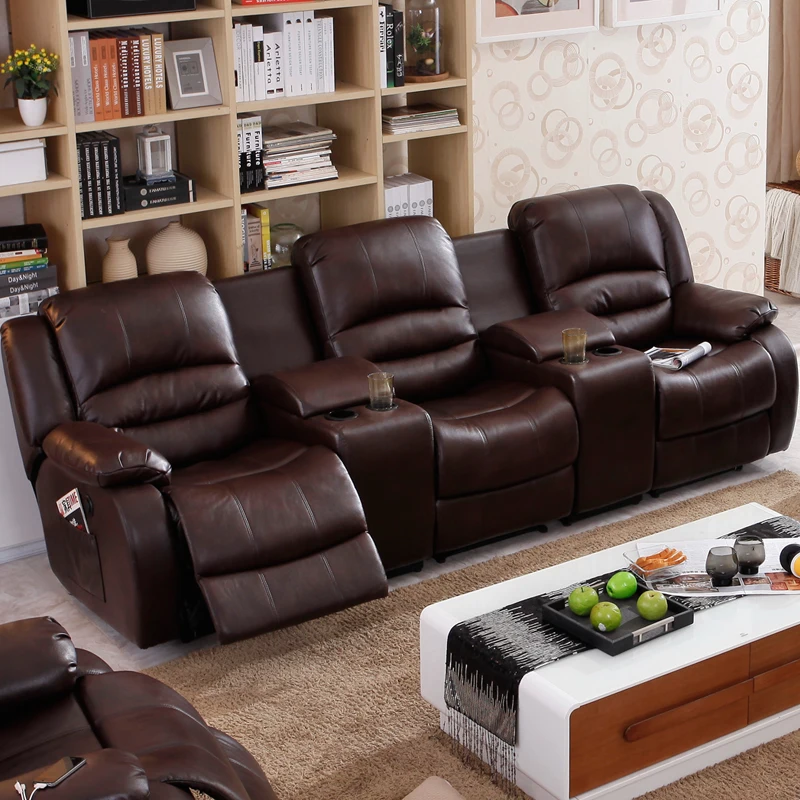 Эко-кожаный диван с откидной подкладкой и ручным откидным креселом