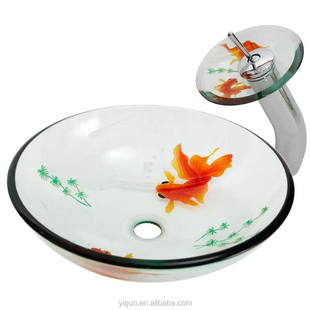 
Tempered Glass Vessel Sink, with cUPC certificate, gold fish vessel. 