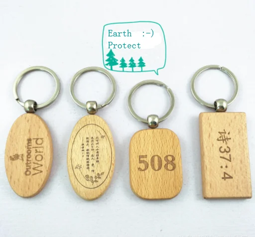 Earth protect  carving custom  wooden keychain   MOQ 200pcs ready to ship without logo