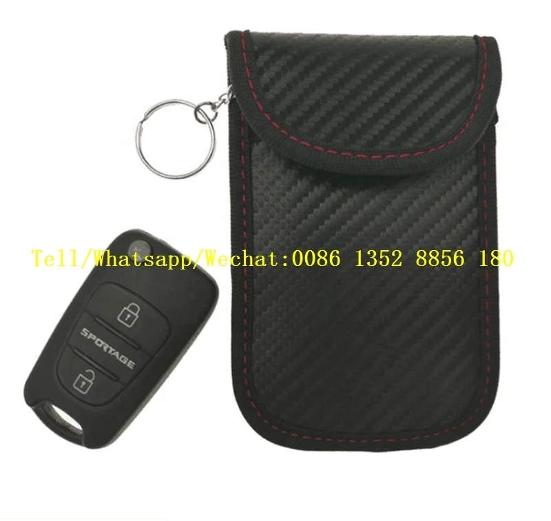 
Carbon Fiber Automotive Key Signal Shielding Bag Radiation-proof RFID Key Pack for Mobile Phone 
