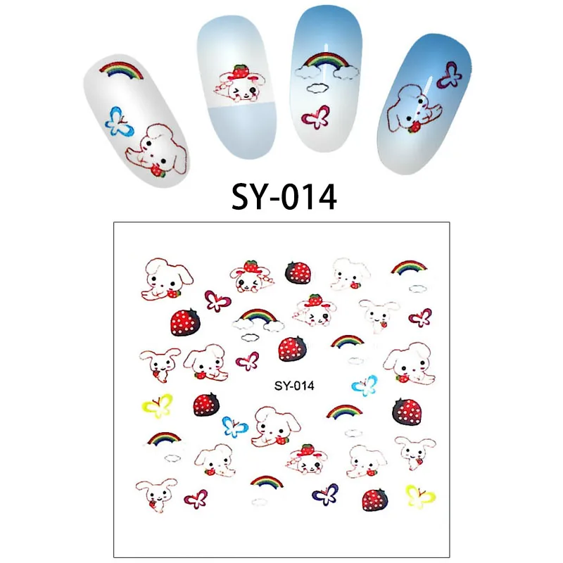 SY  Embossed 3D Nail Stickers Blooming Flower Butterfly Art Stickers Decals